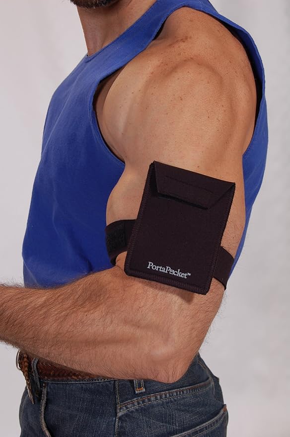 Combo Kit, Hands Free Carry Case for Cell Phones & More/Travel Wallet System/for Fitness/Walking/Exercise. Works on Arm/Leg. Pocket Slides Off to Work on Your own Belt, Too. Black