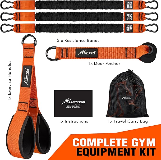 HPYGN Resistance Bands Training for Arms, Biceps, Triceps, Back, Abs, Shoulders, Heavy Duty Exercise Bands with Handles, Door Anchor, Home Gym Workout Equipment for Tricep Pushdowns, Face Pulls