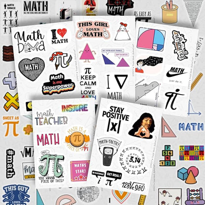 BulbaCraft BulbaCraft 100Pcs Small Math Stickers - Funny Math Gifts for Women and Men, Mathematics Gifts for Women & Men
