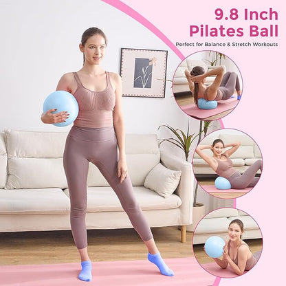 Home Pilates Kit Pilates Equipment Set, Better Yoga Pilates Essentials Kit for Women with 14.5" Pilates Ring, Ball, Resistance Bands, Ankle Weights, Dumbbells, Sliders, Stretch Band, Yoga Strap Socks