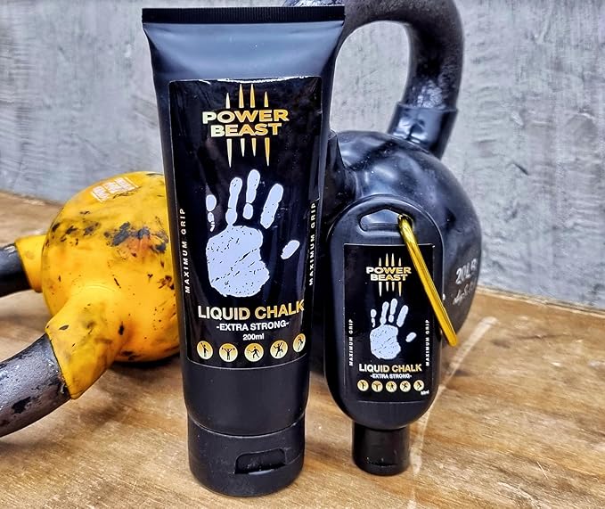 POWER BEAST Liquid Chalk, 2 Bottles Combo of 200 + 50 ML, Liquid Sports Chalk, Free Professional Hand Grip for Gym, Weightlifting, Rock Climbing, Gymnastics, Crossfit, Powerlifting, Pole Dance.