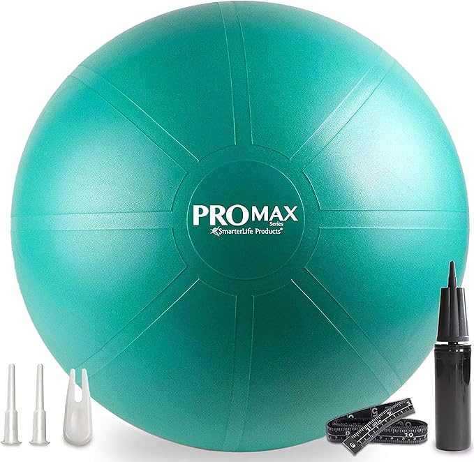 SmarterLife PRO MAX Exercise Ball – Yoga, Stability & Balance Trainer for Core Workouts, Fitness, Physical Therapy, Pregnancy & Office Chair Support – Anti-Slip, Anti-Burst