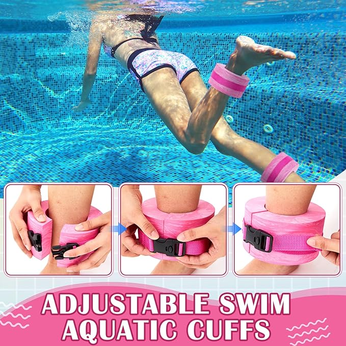 6 Pcs Aquatic Exercise Set Water Aerobics Set Large Mesh Beach Bag Pool Fitness Equipment Foam Water Dumbbell Ankle Swimming Weight Aquatic Swim Belt for Exercise Weight Loss