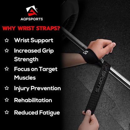 AQF Lifting Wrist Straps for Weightlifting, Powerlifting & Deadlifts – 23” Neoprene Padded Cotton Straps for Strength Training & Gym Workouts - Maximum Grip Support for Men & Women