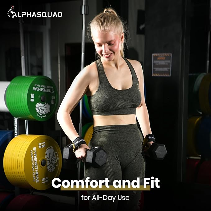ALPHASQUAD Lifting Straps for Weightlifting – Heavy Duty Wrist Straps for Weightlifting with 7mm Thick Padded Cotton Wraps, 22.5" Long, 1.5" Wide – Deadlifts, Strength Training, Powerlifting, Men & Women