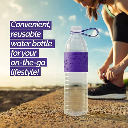 Copco Hydra 20 oz Water Bottle, Set of 2 with Carrying Loop – Leak Proof, BPA Free Tritan, Dishwasher Safe, Twist-Open Body, Non-Slip Silicone Grip, Perfect for Gym, Travel & Everyday Use (Purple)
