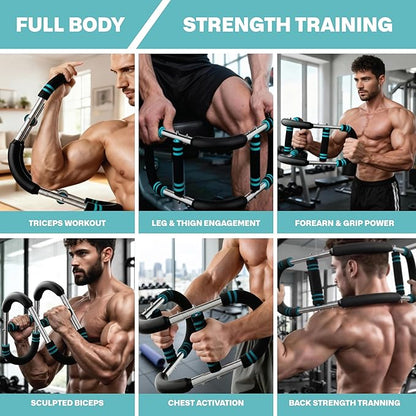 PRIMEFLOW Power Twister Bar – Adjustable 40/50/60KG Chest Expander Arm Exerciser with Heavy‑Duty Spring & Non‑Slip Handles for Upper Body Workout