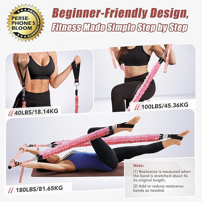 Upgraded Pilates Bar Kit with Resistance Bands Natural Latex for Women & Men, Heavy-Duty Stainless Steel Multifunctional Yoga Pilates Stick for Home Gym Exercise Fitness Equipment Full-Body Workouts