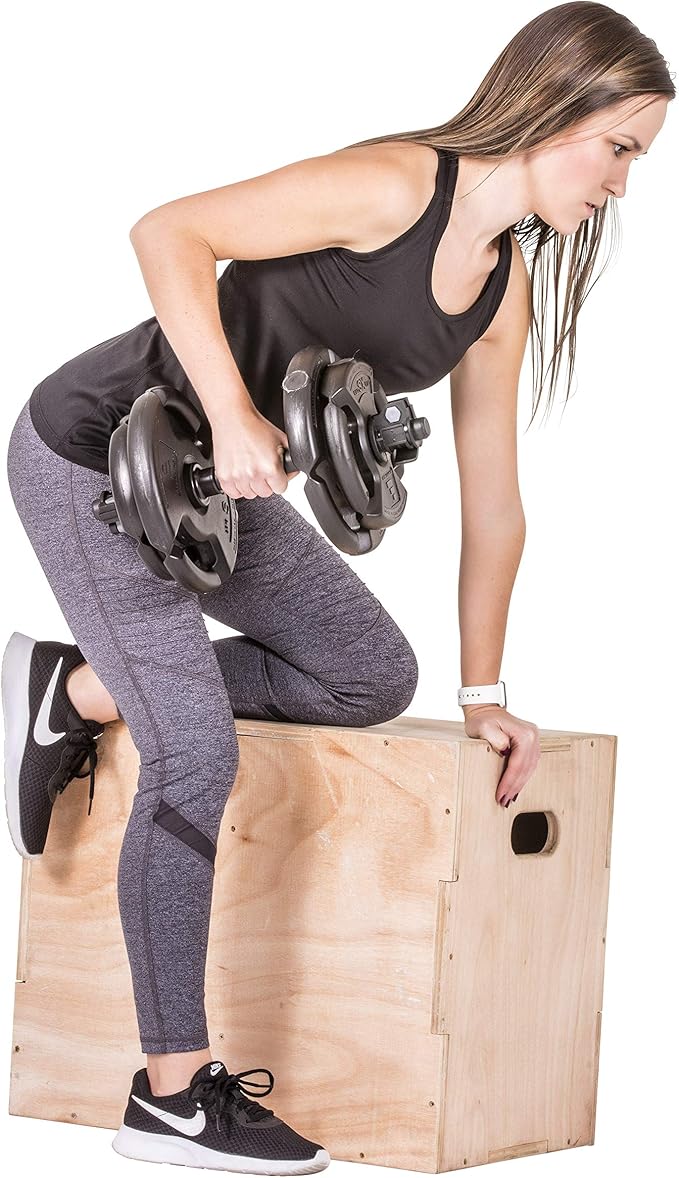 The Step Fitness Adjustable Dumbbell Set or Barbell Weight Set, 35-60 lbs, with Collars, and Weights