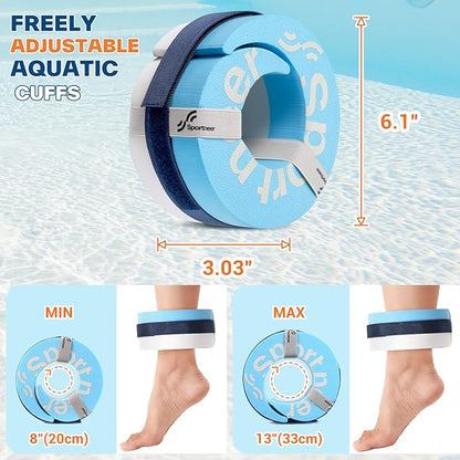 Sportneer Aquatic Exercise Equipment Water Aerobics Combo Set Includes High Density Water Weights Dumbbell Aqua Belt Water Ankle Weights for Pool Exercise Aquatic Therapy Pool Fitness Water Exercise