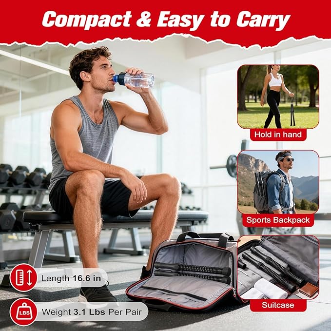Relife Ropeless Battle Ropes, 2 in 1 Weighted Cordless Battle Ropes for Home Gym - Portable Home Gym Equipment for HIIT, Strength Building, Low-Impact Cardio for Men & Women