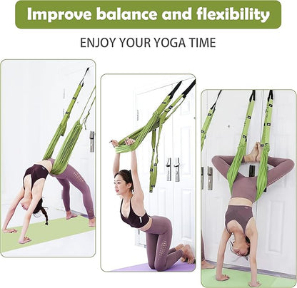 Waist Back Leg Stretch Strap Yoga Fitness Stretcher Back Bend Assist Trainer Waist Flexibility Equipment Over Door Yyoga Sstrap for Pilates, Dancing, Gymnastics Training Belt with Door Anchor