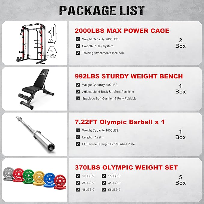 C21 Power Cage, 2000LBS Multi-Function Power Rack with Independent Dual Pulley System, All-in-One Squat Rack for Cable Crossover, Home Gym Workout Machine