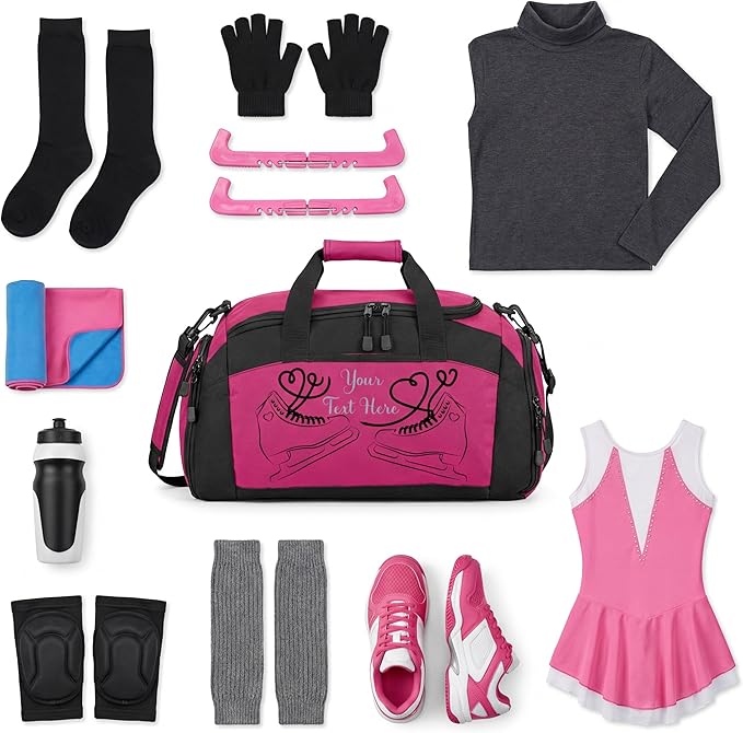 Personalized Figure Skating Duffle Bag with Name – Custom Ice Skating Team Gear Bag for Girls, Competition & Rink Practice Travel Bag