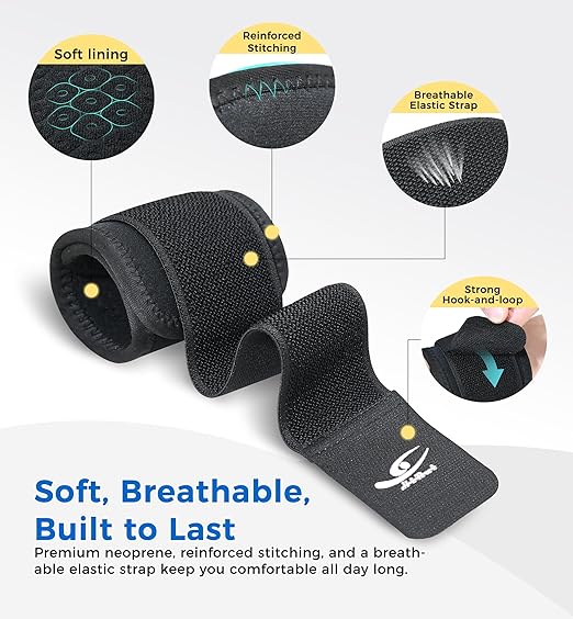 HiRui 2 Pack Wrist Compression Straps – Dual‑Layer Wrist Brace for Pain Relief & Support, Tendonitis, Carpal Tunnel, Arthritis – Adjustable Wrist Wraps for Fitness, Workouts & Everyday Use (Black)