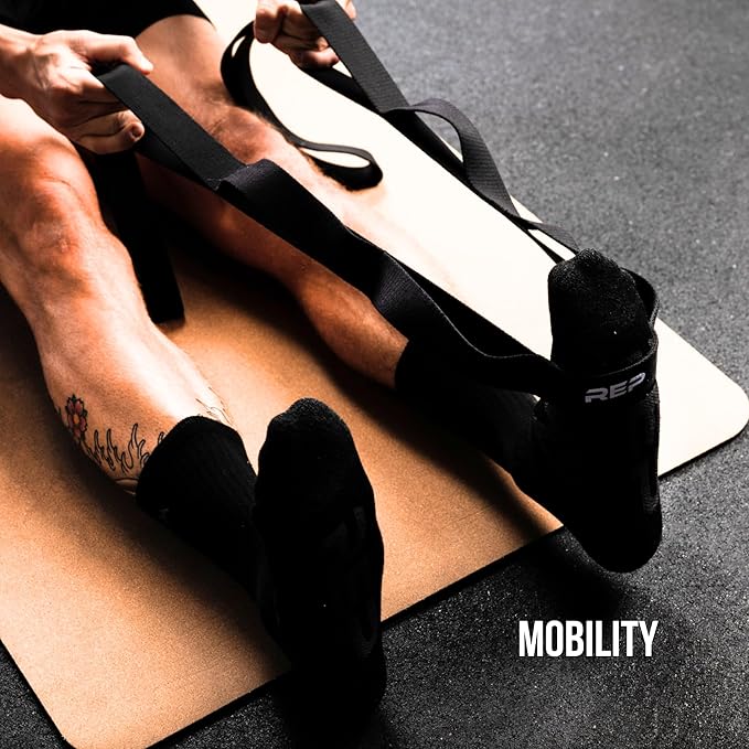 REP Fitness Cotton Stretching Strap – Yoga Band with Loops for Flexibility Training, Physical Therapy, Leg & Back Stretch, Exercise Equipment for Recovery, Hamstring Stretcher for Home Workouts, Black