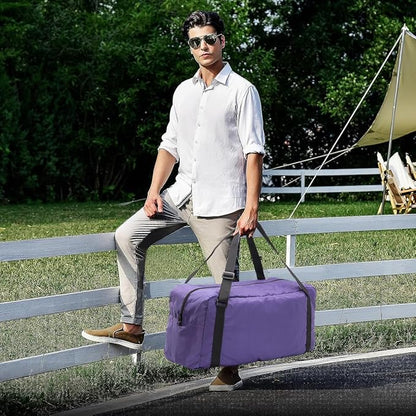 HOLYLUCK Foldable Travel Duffel Bag For Women & Men Luggage Great for Gym (Purple)