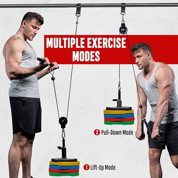 FitBeast Pulley System Gym, Cable Weight Pulley System for Gym LAT Pulldown, Biceps Curl Workout, Ideal Home Gym Equipment for Forearm, Shoulder, Strength Training