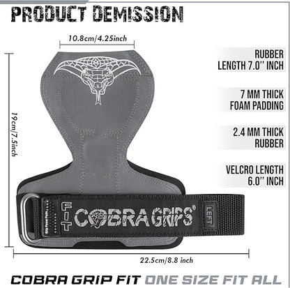 Cobra Grips PRO Weight Lifting Gloves Heavy Duty Straps Alternative with Power Lifting Hooks Padded Wrist Support for Deadlifts & Bodybuilding