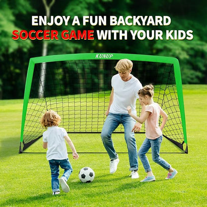 2 Set Kids Soccer Goals for Backyard with Training Equipment, Portable Foldable Practice Nets with Ball, Dice & Mat, Cones, Air Pump and Carry Bag for Toddler Youth Outdoor Sports Game
