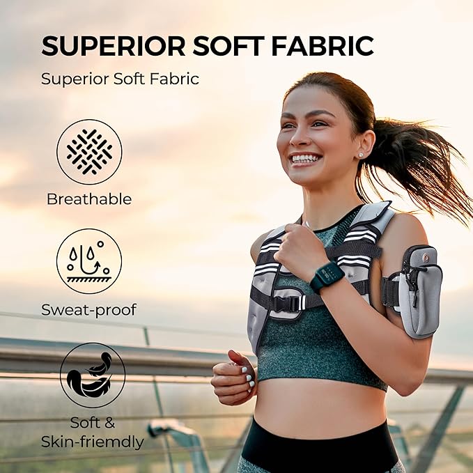 PACEARTH Weighted Vest,6lb/8lb/10lb/12lb/16lb/20lb/25lb/30lb Weight Vest with Reflective Stripe, Body Weight Vests for Women, Men, Weight Loss Workout, Strength Training, Running, Walking, Jogging