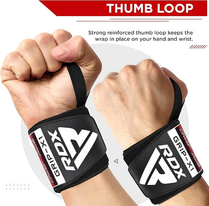 RDX Wrist Wraps for Weightlifting (Pair), IPL USPA Approved, Elasticated 18” Cotton Straps Support with Thumb Loop, Gym Wrap for Weight Lifting Powerlifting Competition Strength Training Bodybuilding