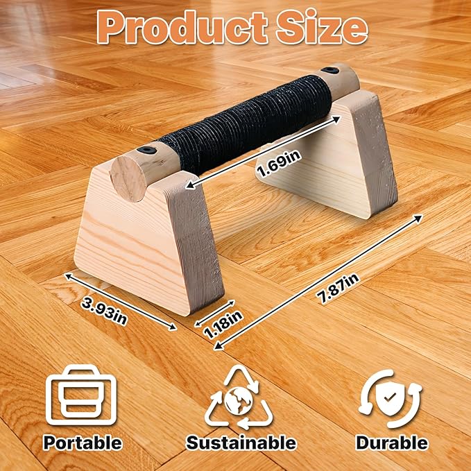 Parallettes Bars, 2 Pcs Wooden Calisthenics Equipment with Non-Slip Base for Handstand Training Push Up Bars Calisthenics Bar Joint-Friendly Beech Wood Calisthenics Equipment for Men