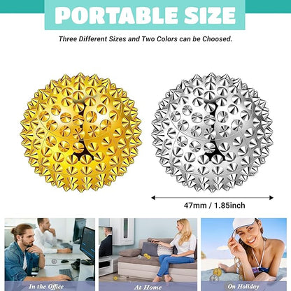 Spiky Massage Ball, Magnetic Balls, Hand Massage Ball Silver Ball 1 Pair, Hand Acupuncture Ball Massage for Adult and Kid, Hand Exercise Squeeze Balls for Pain Pressure and Stress Relief
