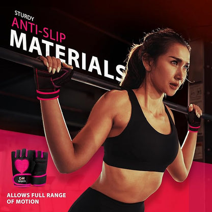 DXM SPORTS Workout Gloves for Women with Wrist Support - Weight Lifting Gloves for Gym, Cycling, Training - Exercise Gloves for Women