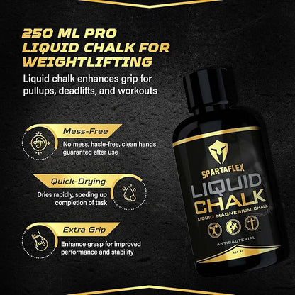 SpartaFlex 250ml Pro Liquid Chalk for Weightlifting Chalk, Rock Climbing, Gymnastics, Lifting Chalk, Hand Chalk for Weight Lifting, Gym Chalk for Powerlifting, Liquid Grip Liquid Chalk Climbing