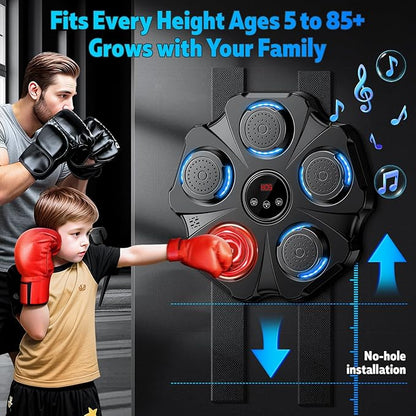 2025 Upgraded Music Boxing Machine - Interactive Punching Trainer, Large Size Wall Mounted Electronic Boxing Target with Adult & Kids Gloves, 9 Modes & 9 Speeds for Adults & Kids