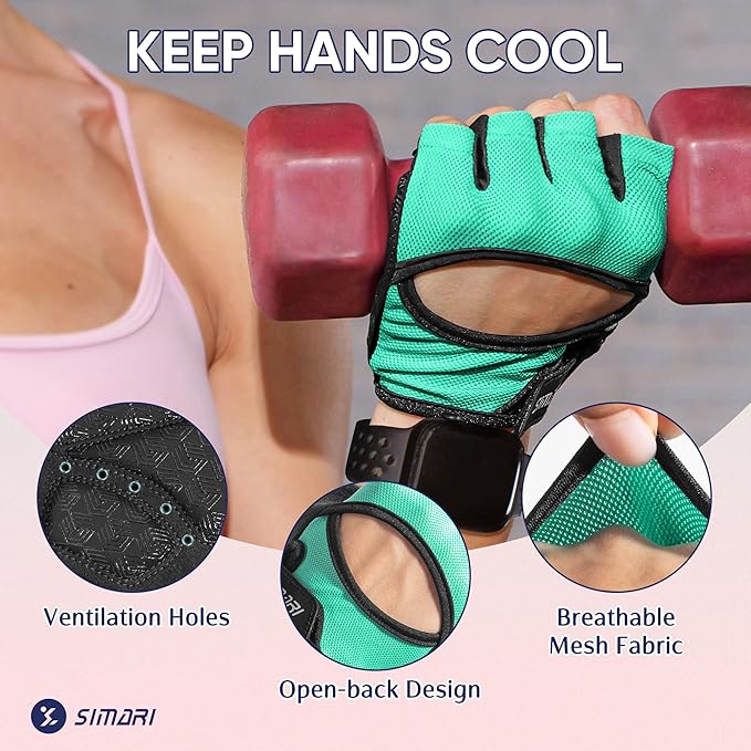 SIMARI Workout Gloves for Women Men with Full Palm Protection, Strong Grip, Cushion Impact, Breathable, Suitable for Gym Training, Kayaking, Weight Lifting, Exercise, Fitness, Cycling