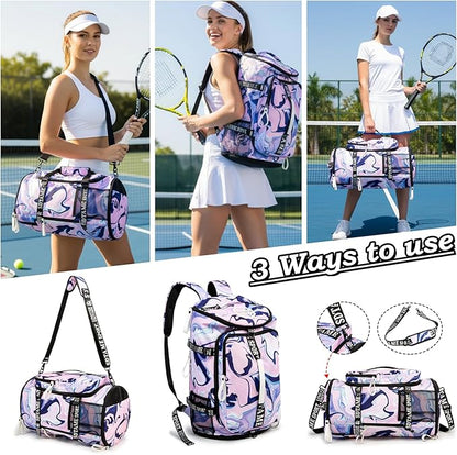 Gym Duffle Bag Backpack with Shoe Compartment,4 ways Travel Backpack for Women and Men,Multi-Functional Weekender bag with Waterproof Layer&Laptop Compartment for Fitness, Travel,Camping