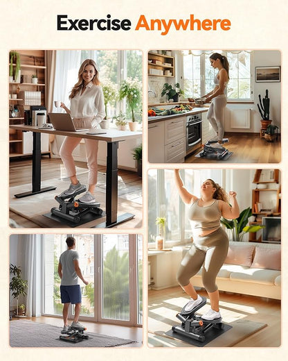 Niceday Steppers for Exercise, Stair Stepper with Resistance Bands, Mini Stepper with 300LBS Loading Capacity, Hydraulic Fitness Stepper with LCD Monitor