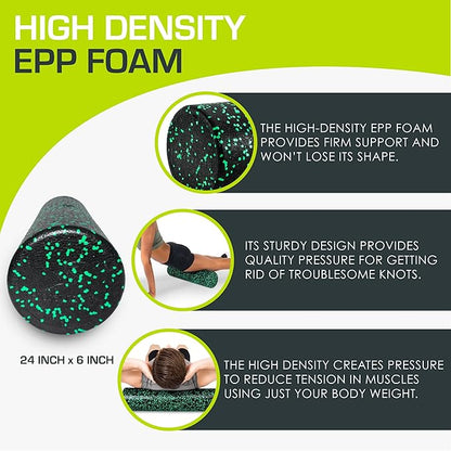 ProsourceFit High Density Foam Rollers Long, Firm Full Body Athletic Massage Tool for Back Stretching, Yoga, Pilates, Post Workout Muscle Recuperation