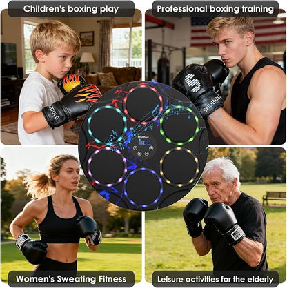 Music Boxing Machine with Gloves - Wall Mounted Punching Trainer for Adults & Kids, 9-Speed Punch Game, Wall Boxing Punching pad, 2025 Upgrade Gifts for Boys Age 6+