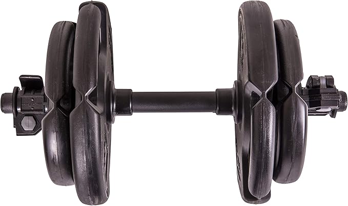 The Step Fitness Adjustable Dumbbell Set or Barbell Weight Set, 35-60 lbs, with Collars, and Weights