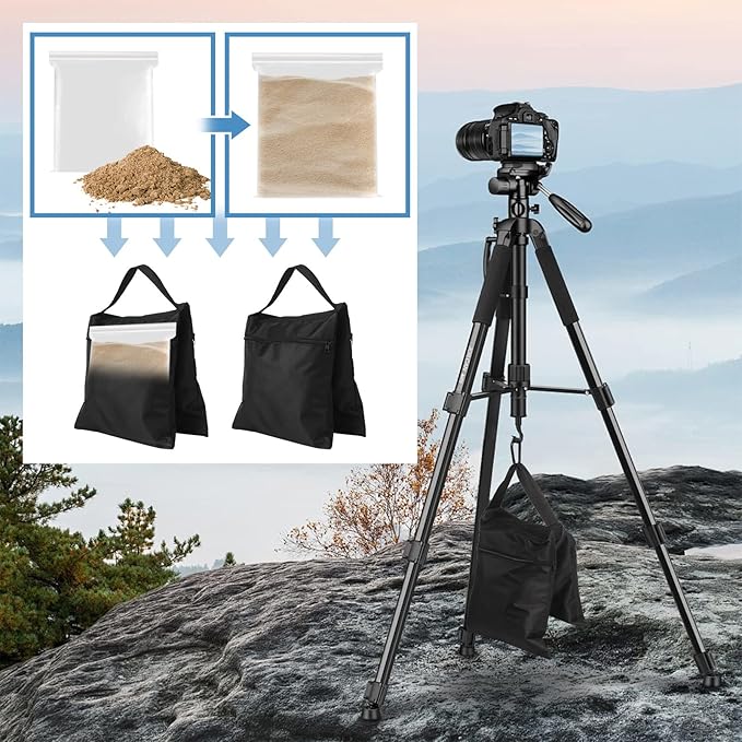 6 Pack Sandbags Weight Bags for Photography Equipments, Photography Sand Weight Bags, Heavy Duty Sandbags for Backdrop Stand, Outdoor Canopy, Photo Tripod,Pop up Tent, Umbrella Base (Black)