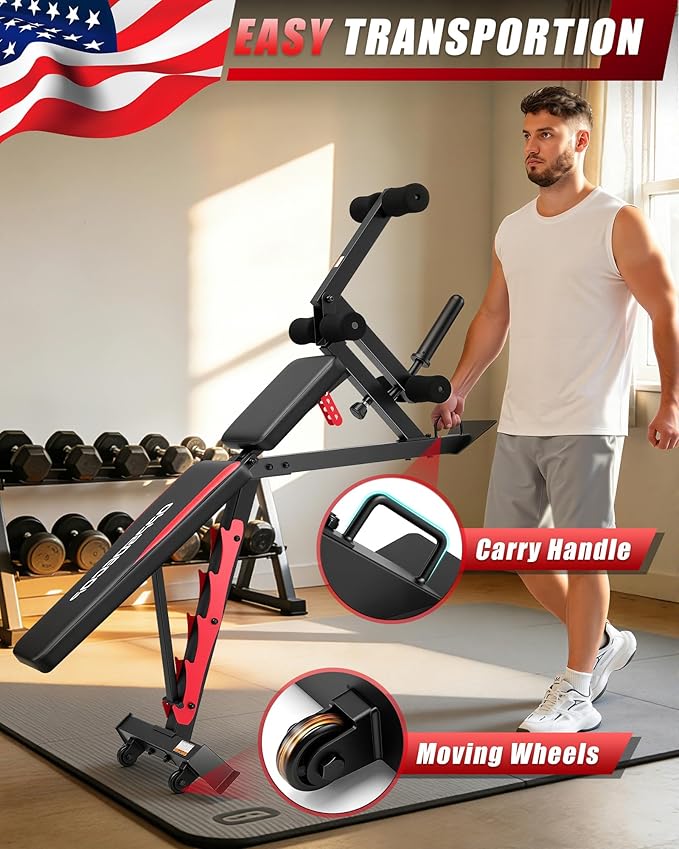 OPPSDECOR 1200LBS Workout Bench with Leg Extension/Leg Curl, Adjustable Weight Bench for Home Gym, Heavy Duty Workout Bench for Full Body Workouts, Incline/Flat Bench Press Set for Strength Training