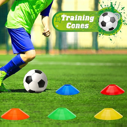 Set of 100 Soccer Cones Disc Cones Soccer Agility Cones Sports Training Cones Multicolor Field Marker Plastic Cones with 2 Holder for Kids Football Basketball Lacrosse Tennis Practice Equipment