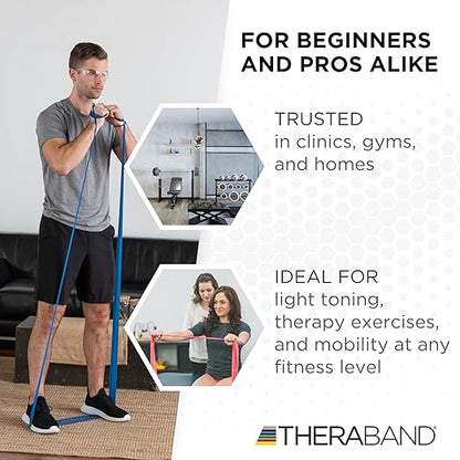 THERABAND Professional Resistance Band, Blue Level 4 Extra Heavy, 5 ft Exercise Band for Physical Therapy, Strength Training, Upper and Lower Body Workouts, Yoga and Pilates