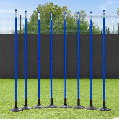FORZA Slalom Agility Poles | Improve Endurance, Speed & Footwork | Color, Size & Rubber Base Options Available [8 Pack]