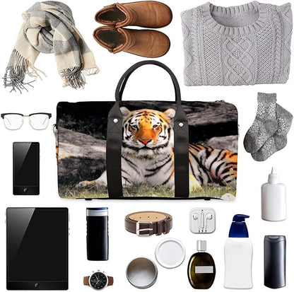 Travel Duffel Bag Animal Tiger Print Pattern Sport Tote Gym Bag Waterproof Foldable Carryon Weekend Overnight Training Handbag Sports Duffle Bags for Women Men Boys Girls