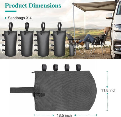 Aimosen 210 LBS Sandbags Weight Bags, 4 Packs Large Heavy Duty Sand Bags with Zipper and Straps for Beach Camping Canopies, Pop Up Tent, RV Awning, Patio Umbrella Base, Gazebos, Trampoline Stakes