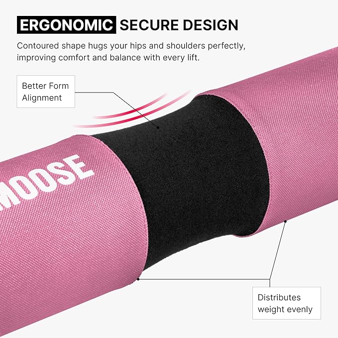 DMoose Fitness Barbell Pad for Hip Thrust, Squat & Lunges - Non-Slip Thick Foam Cushion for Neck and Back Support with Two Straps - Hip Thrust Pad for Leg Day - Fits All Olympic Bars and Smith Machine