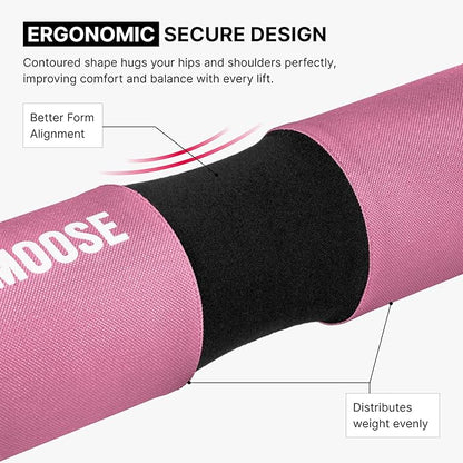 DMoose Fitness Barbell Pad for Hip Thrust, Squat & Lunges - Non-Slip Thick Foam Cushion for Neck and Back Support with Two Straps - Hip Thrust Pad for Leg Day - Fits All Olympic Bars and Smith Machine