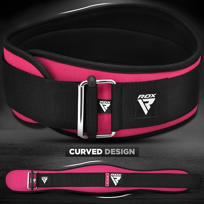 RDX Women Weight Lifting Belt 6.5” Curved Padded Back Lumbar Support, Fitness Strength Training, Core Exercise Workout Bodybuilding Powerlifting Deadlifts Squats, Ladies Home Gym Equipment
