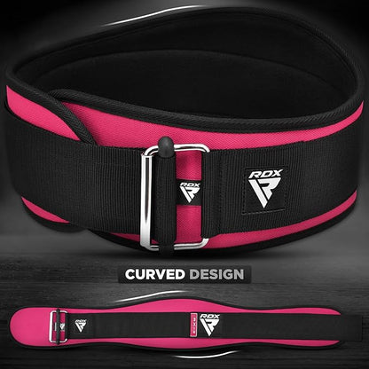 RDX Women Weight Lifting Belt 6.5” Curved Padded Back Lumbar Support, Fitness Strength Training, Core Exercise Workout Bodybuilding Powerlifting Deadlifts Squats, Ladies Home Gym Equipment