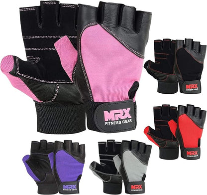 MRX Weight Lifting Gloves Gym Training Bodybuilding Fitness Powerlifting Workout Weightlifting Gloves Genuine Leather for Men & Women