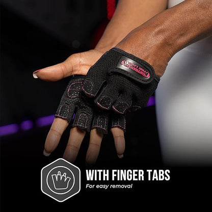 Contraband Pink Label 5537 Womens Micro Weight Lifting Gloves w/Grip-Lock Silicone Padding (Pair) - Minimalist Half Gloves - Apple Watch Friendly